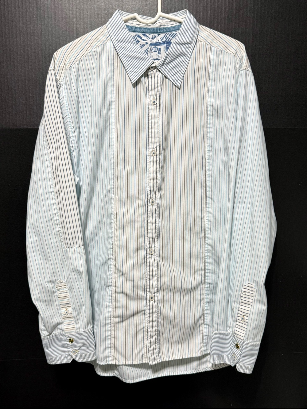 🎒Quiksilver Men's Mixed Stripe Long Sleeve Button Down Shirt Size XL